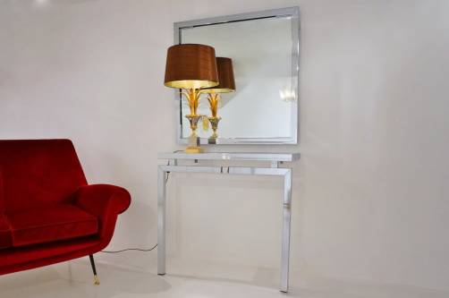 Chrome console table and mirror by Cidue, 1970`s ca, Italian